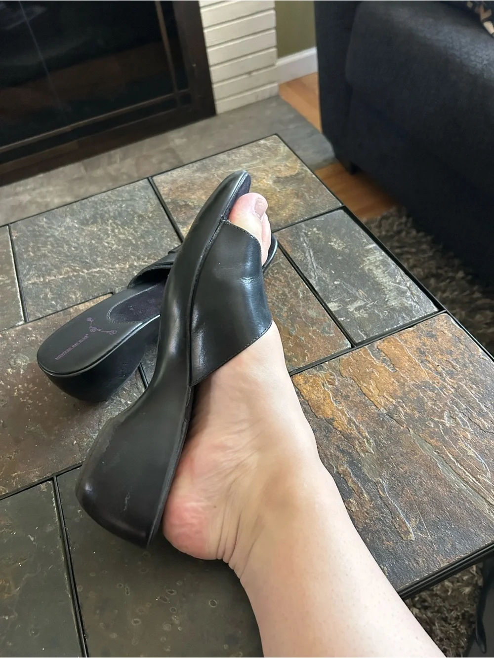 Montego Bay Club Black Slip-On Buckle Mules